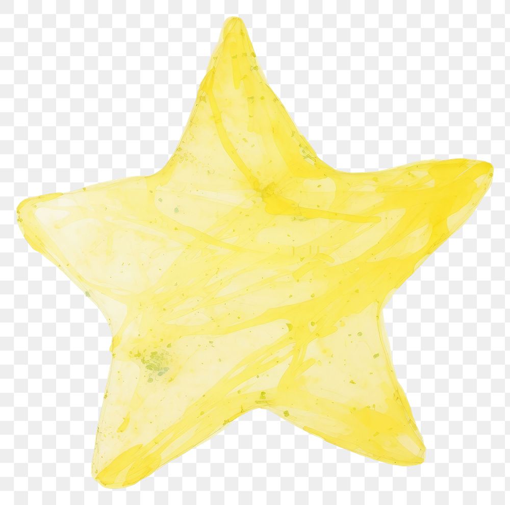 PNG Yellow star shape marble distort shape paper white background vibrant color.