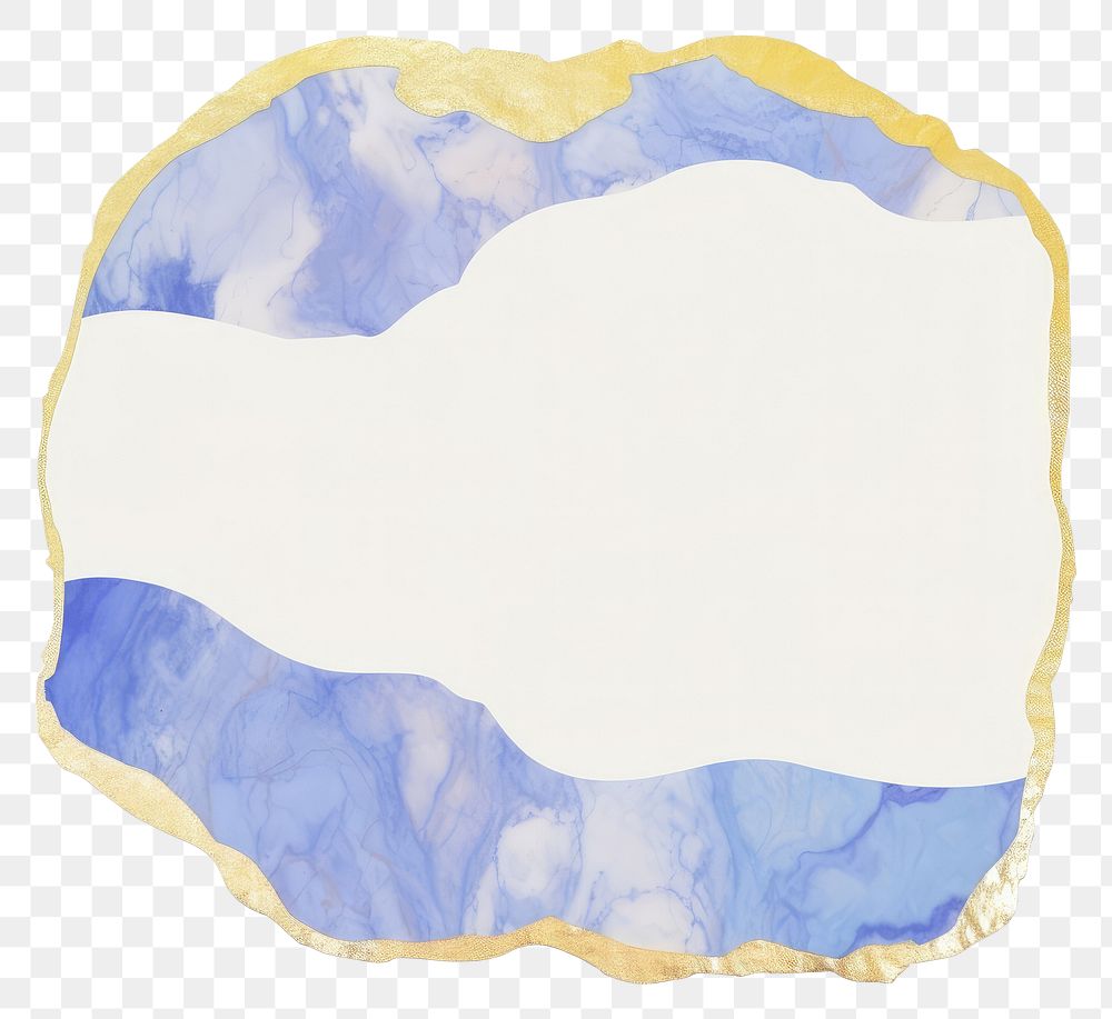 PNG Blue gold marble distort shape abstract paper white background.