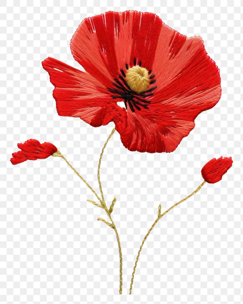 PNG Poppy in embroidery style flower petal plant.