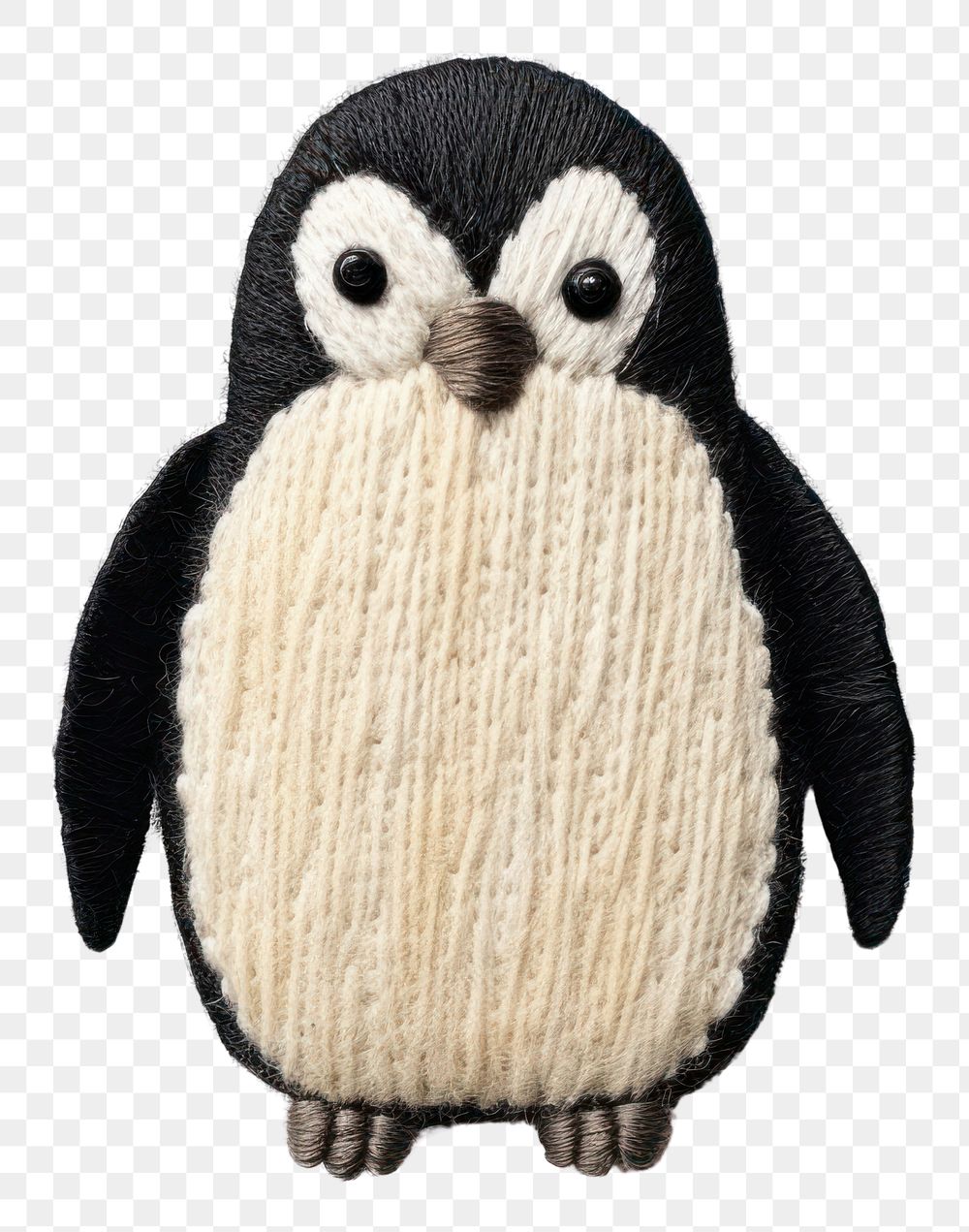 PNG Penguin in embroidery style animal bird anthropomorphic.