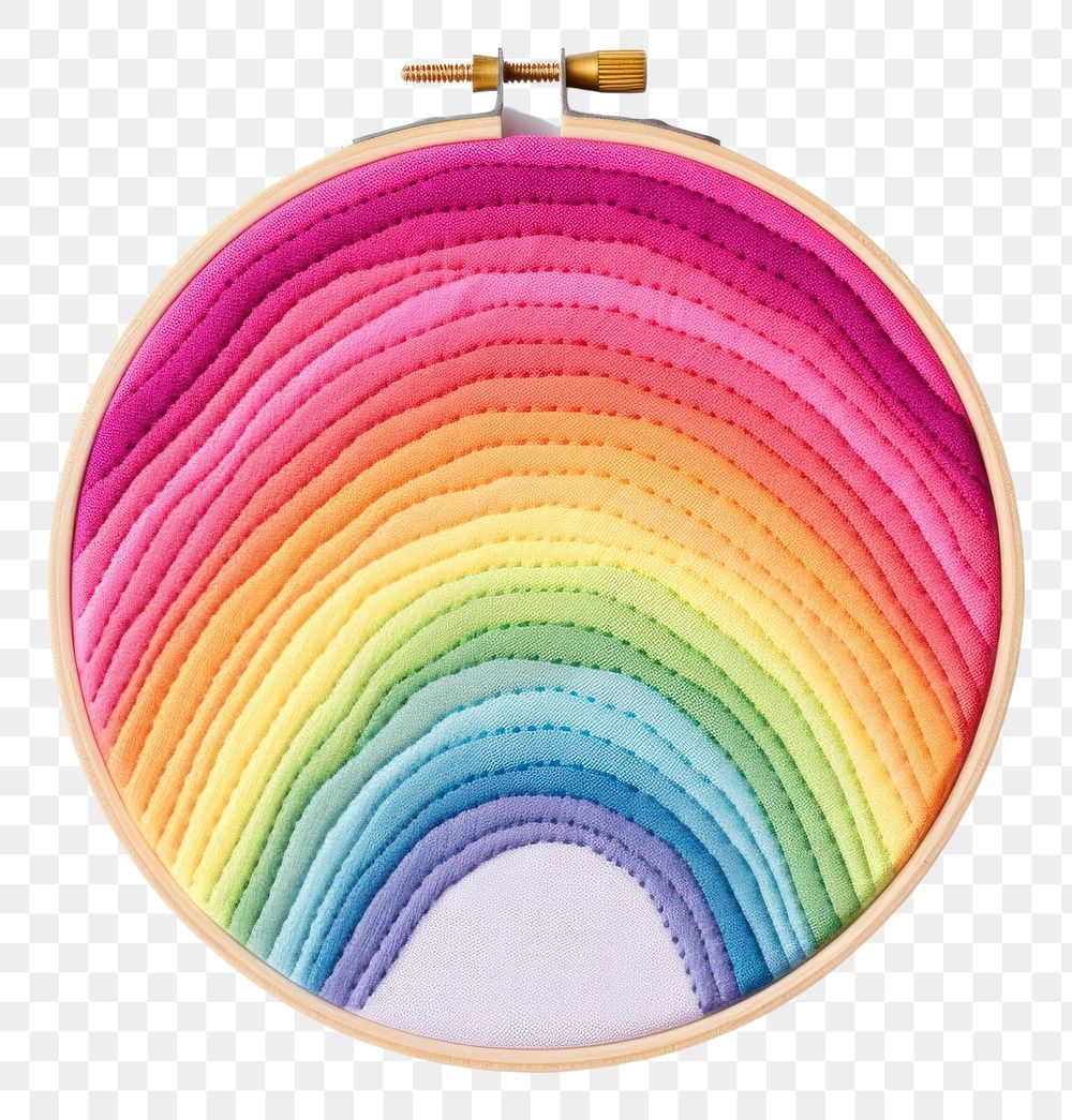 PNG Rainbow in embroidery style pattern accessories creativity.