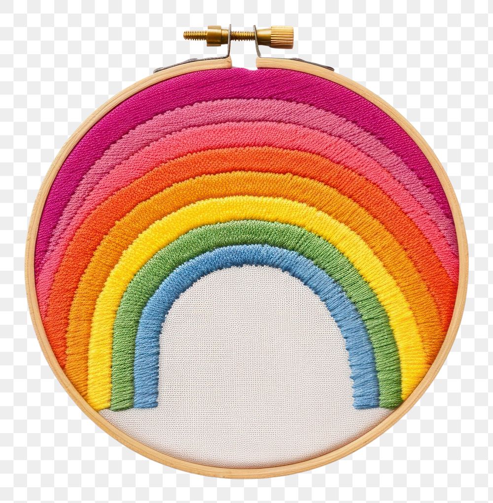 PNG Rainbow in embroidery style pattern creativity textile.