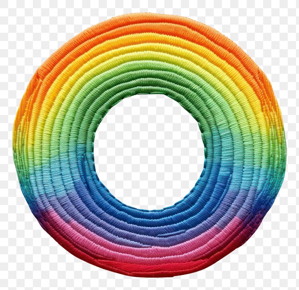 PNG Rainbow in embroidery style pattern spiral paper.