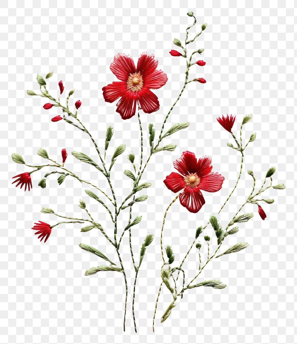 PNG Wildflower in embroidery style pattern plant inflorescence.