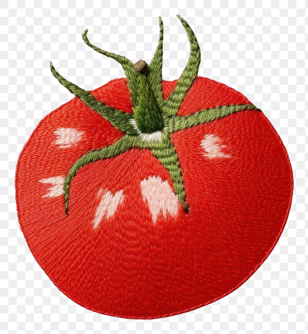 PNG Tomato in embroidery style vegetable plant food.