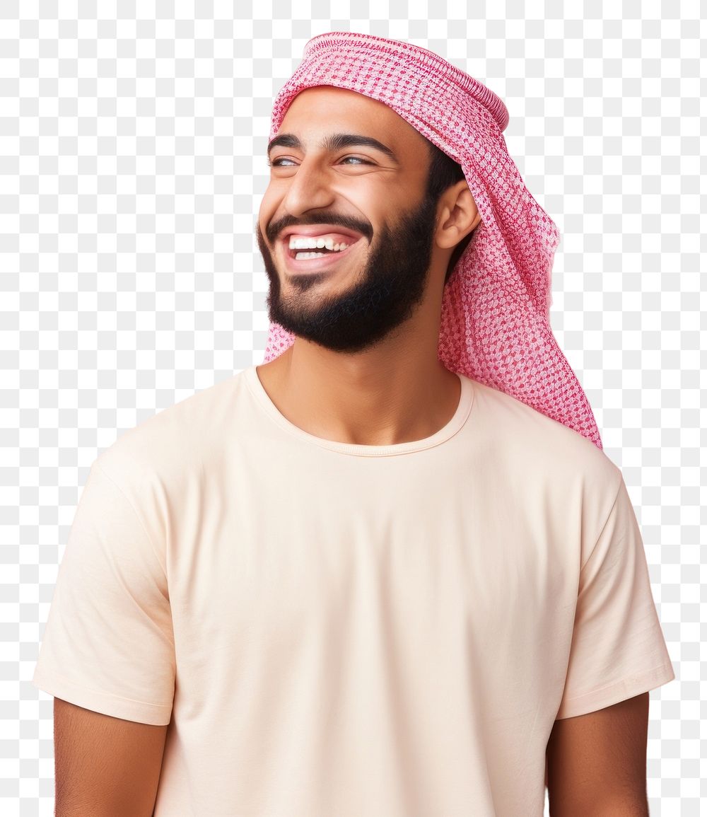 PNG Middle eastern man in summer outfit laughing smiling adult.