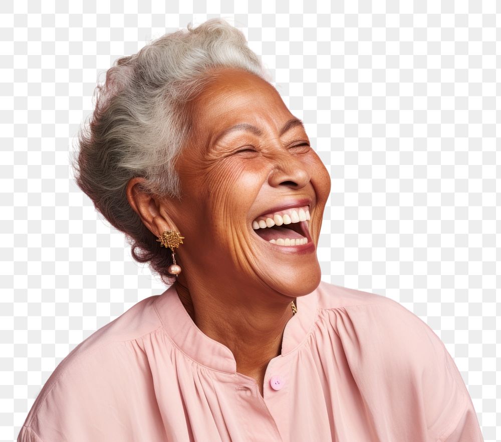 PNG Mexican senior woman laughing smile adult.