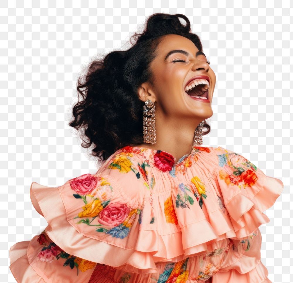PNG Mexican woman laughing adult studio shot.