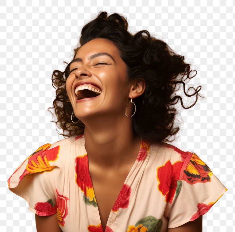 PNG Mexican woman laughing adult individuality.