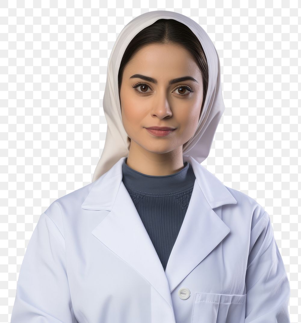 PNG An iranian women as a doctor white background technician laboratory.