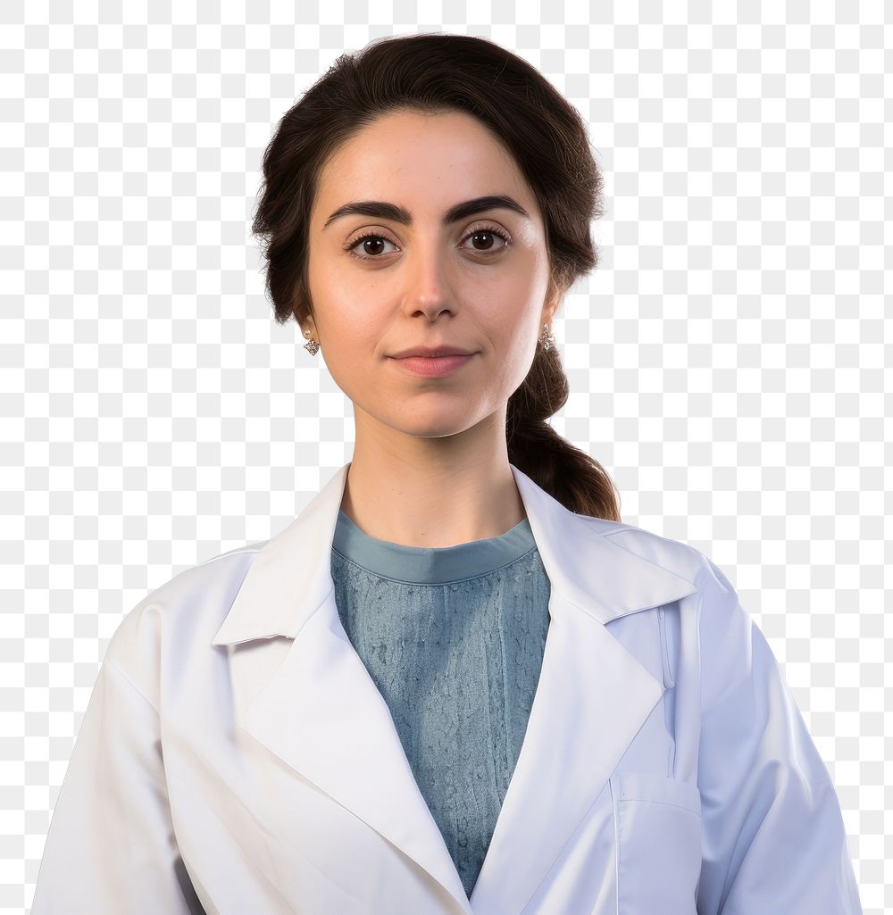 PNG An iranian women as a doctor adult white background stethoscope.