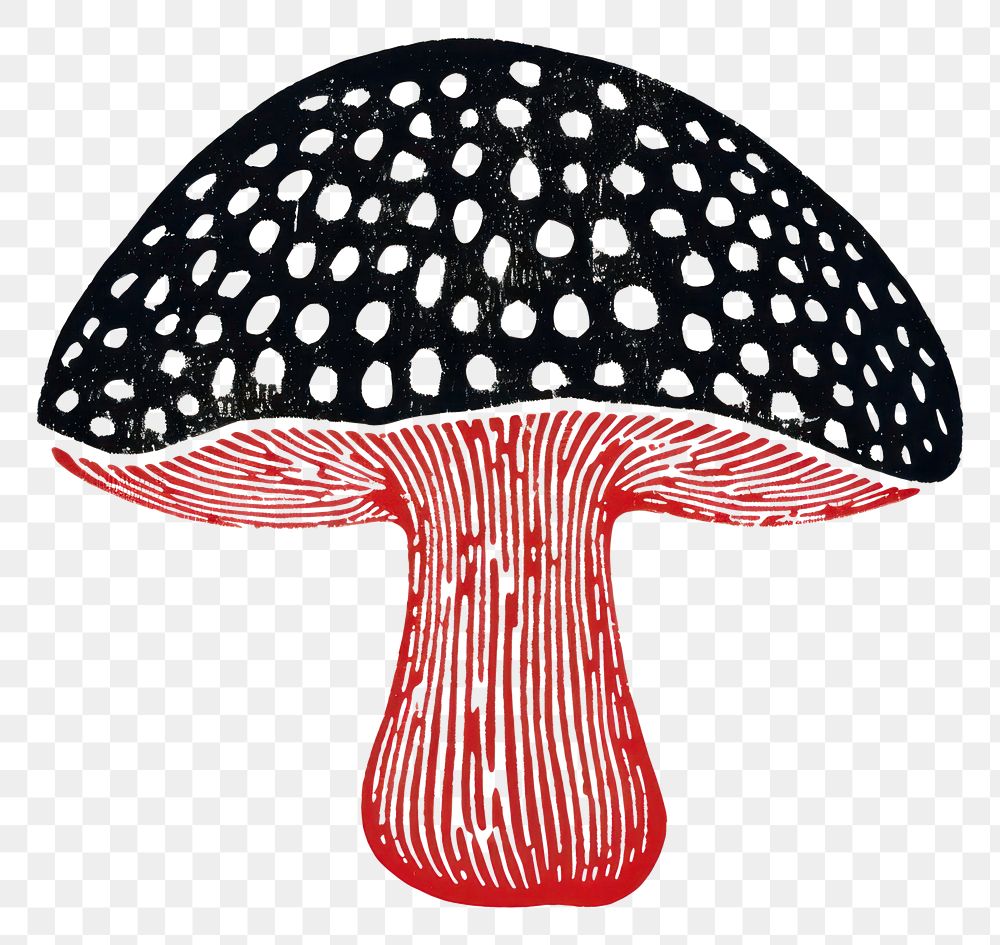 PNG Silkscreen illustration of a mushroom agaric fungus plant.