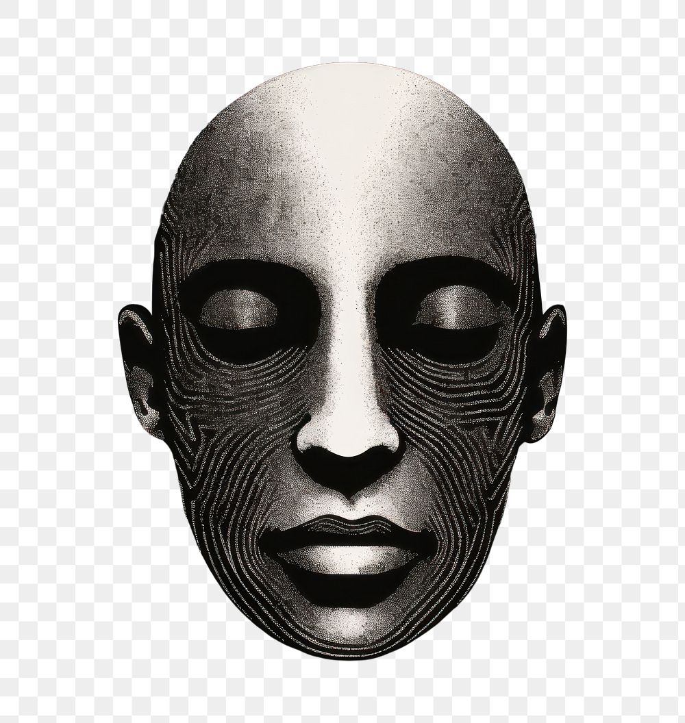 PNG Silkscreen illustration of a man head portrait black photography.