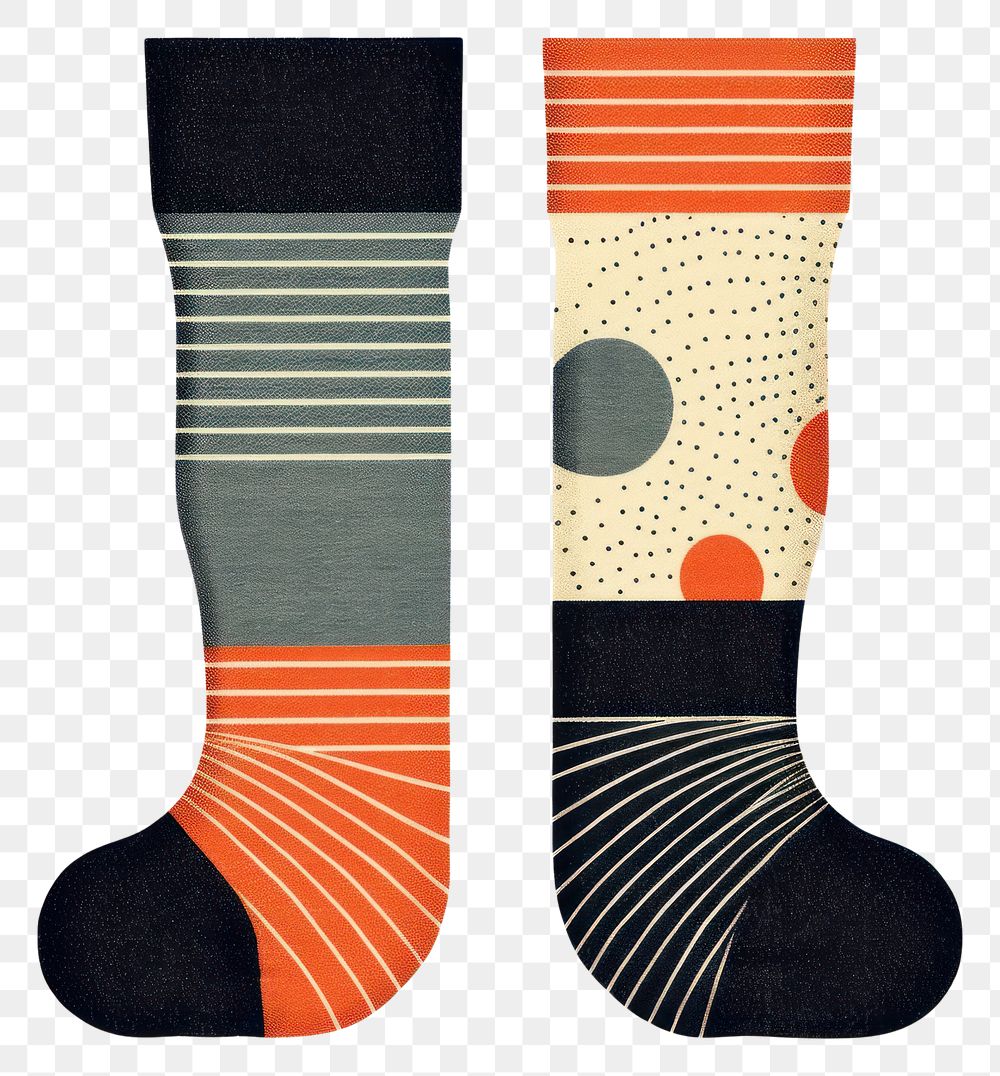 PNG Silkscreen illustration of a pair of socks art creativity footwear.