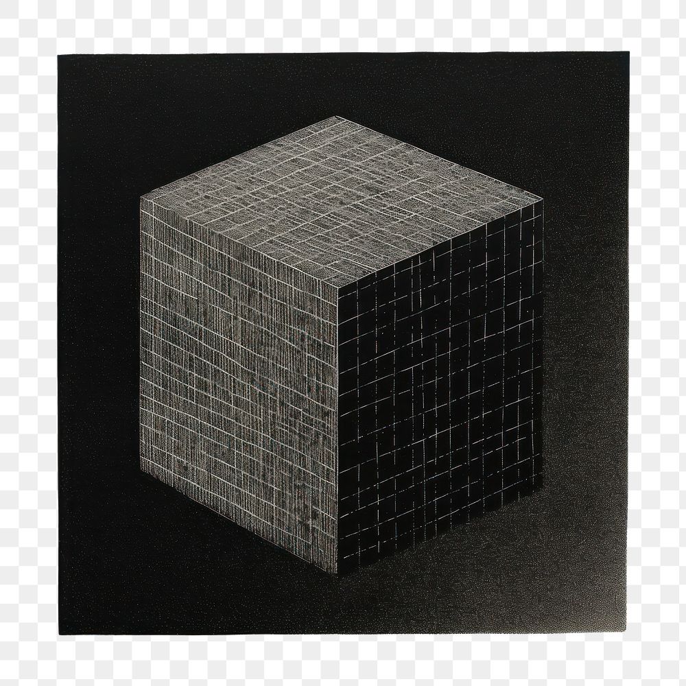 PNG Silkscreen illustration of geometric black art architecture.