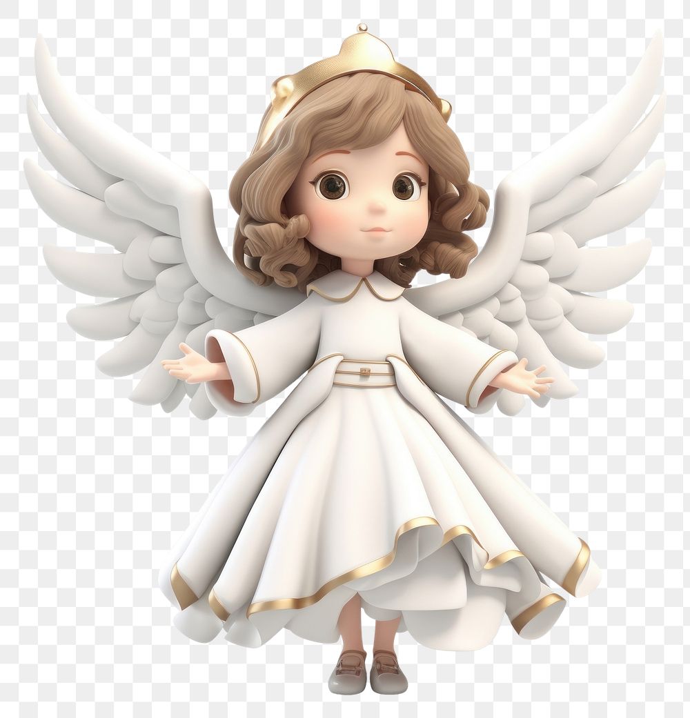 PNG  Cartoon angel white doll. AI generated Image by rawpixel.