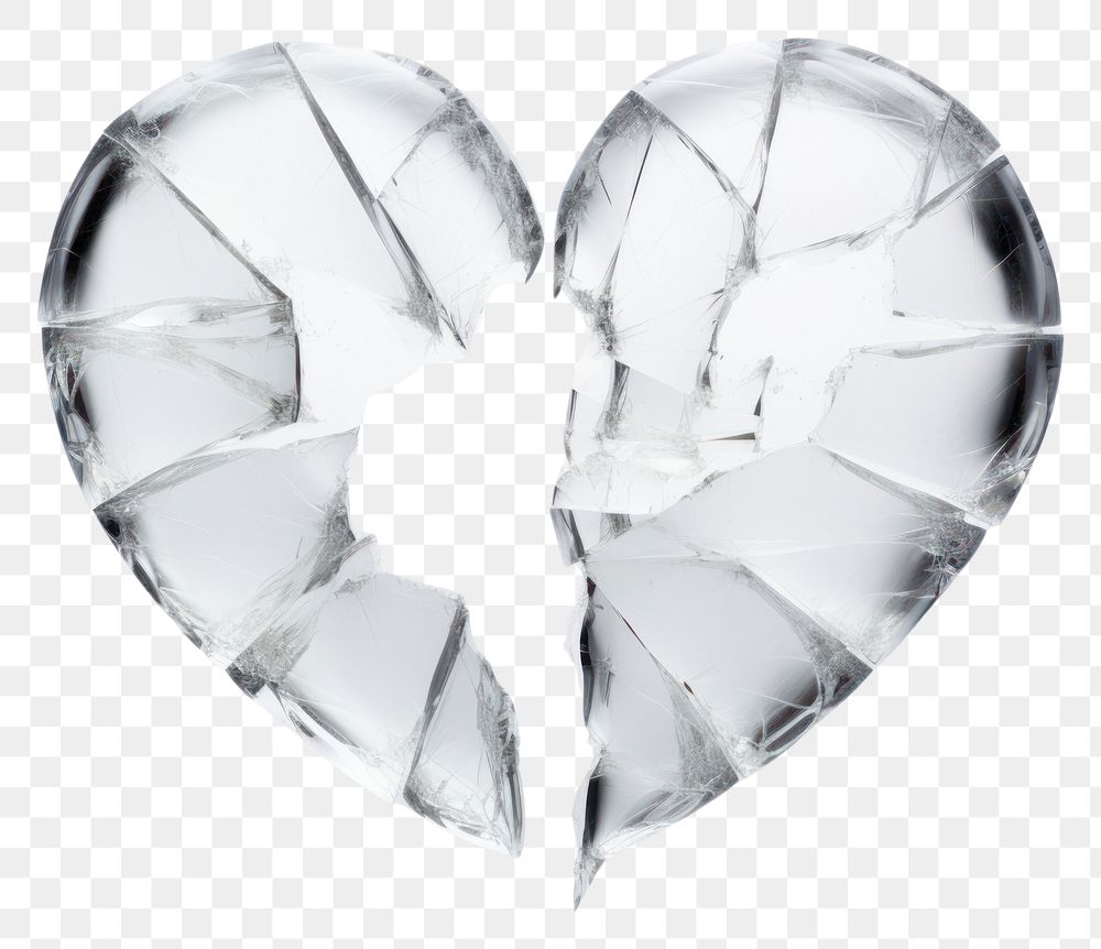PNG Broken heart split up white shape glass minimal destruction misfortune breaking.