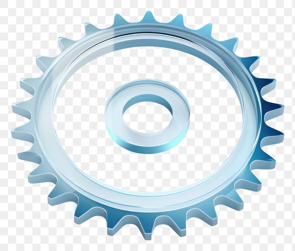 PNG Gear icon glass minimal wheel white background equipment.