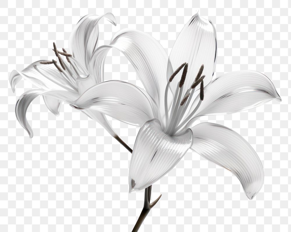 PNG Lily no color icon transparent minimal flower plant white.