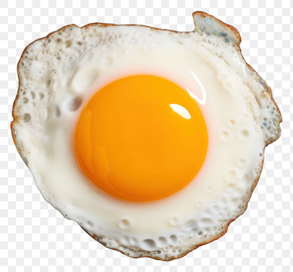 PNG Top view of fried egg on blue frying pan food freshness jewelry.