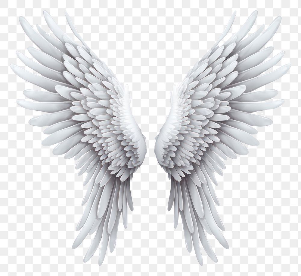 PNG  Angel wings white bird white background. 