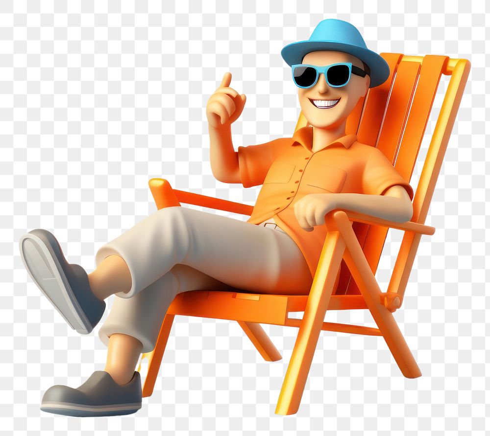 PNG Beach sunglasses sitting chair.