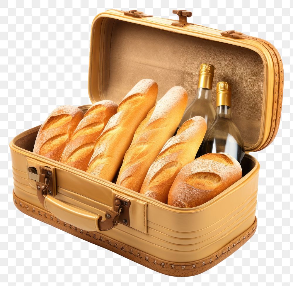 PNG French bread suitcase food.