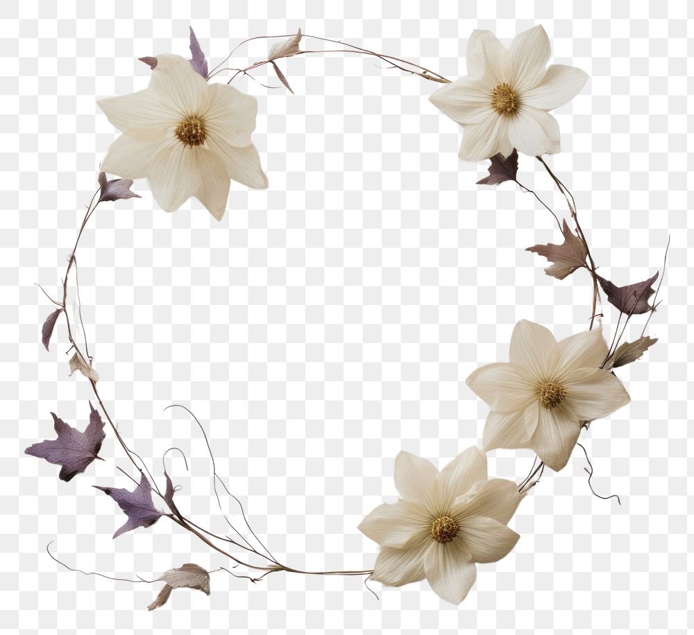 PNG Real pressed moonflower necklace jewelry wreath. AI generated Image by rawpixel.