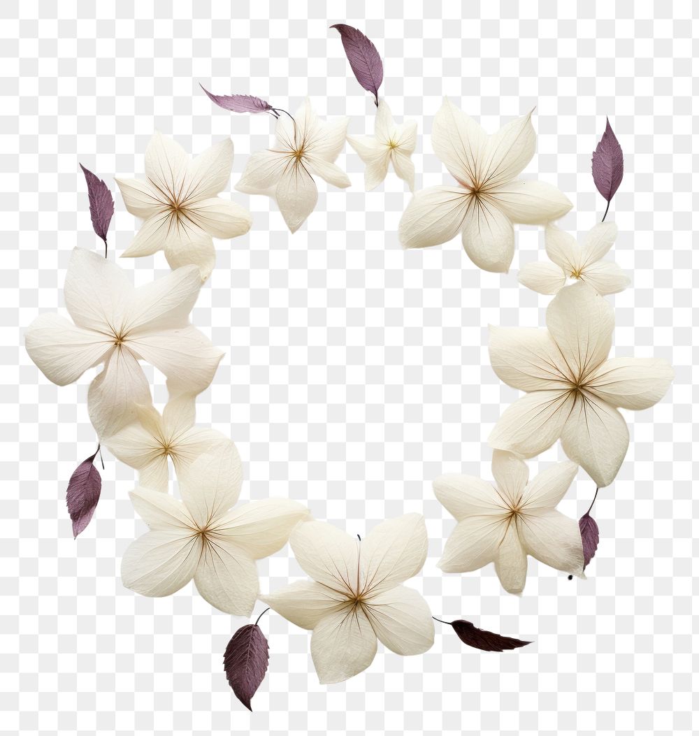 PNG Real pressed moonflower jewelry wreath petal. AI generated Image by rawpixel.
