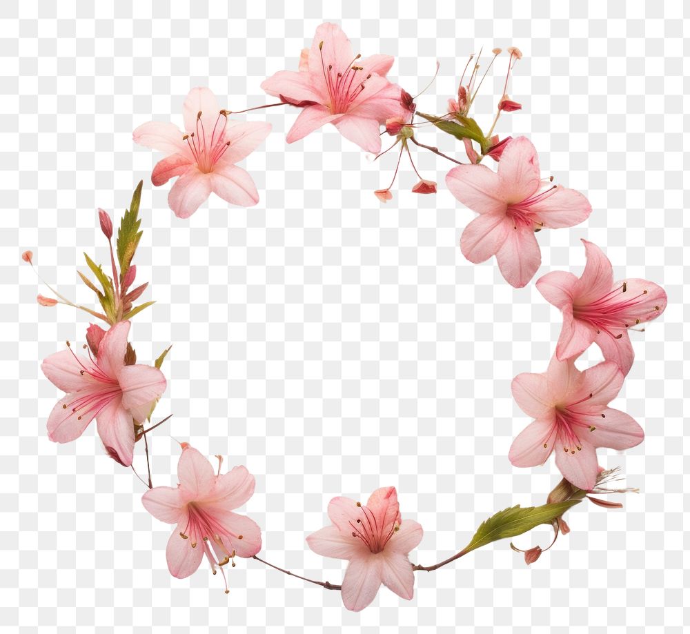 PNG Real pressed azalea flowers blossom wreath petal. AI generated Image by rawpixel.