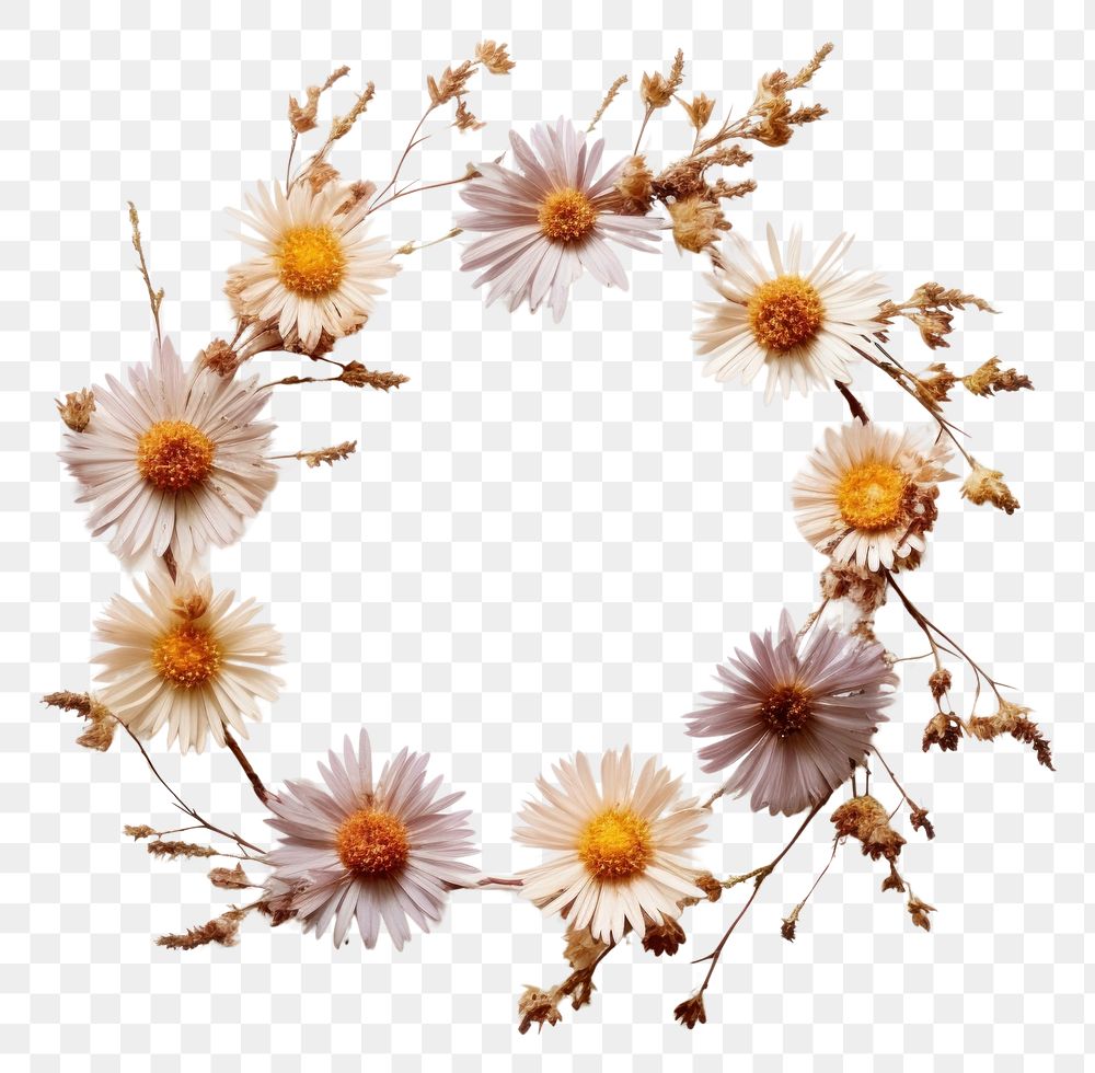 PNG Real pressed Aster flowers wreath petal plant. AI generated Image by rawpixel.