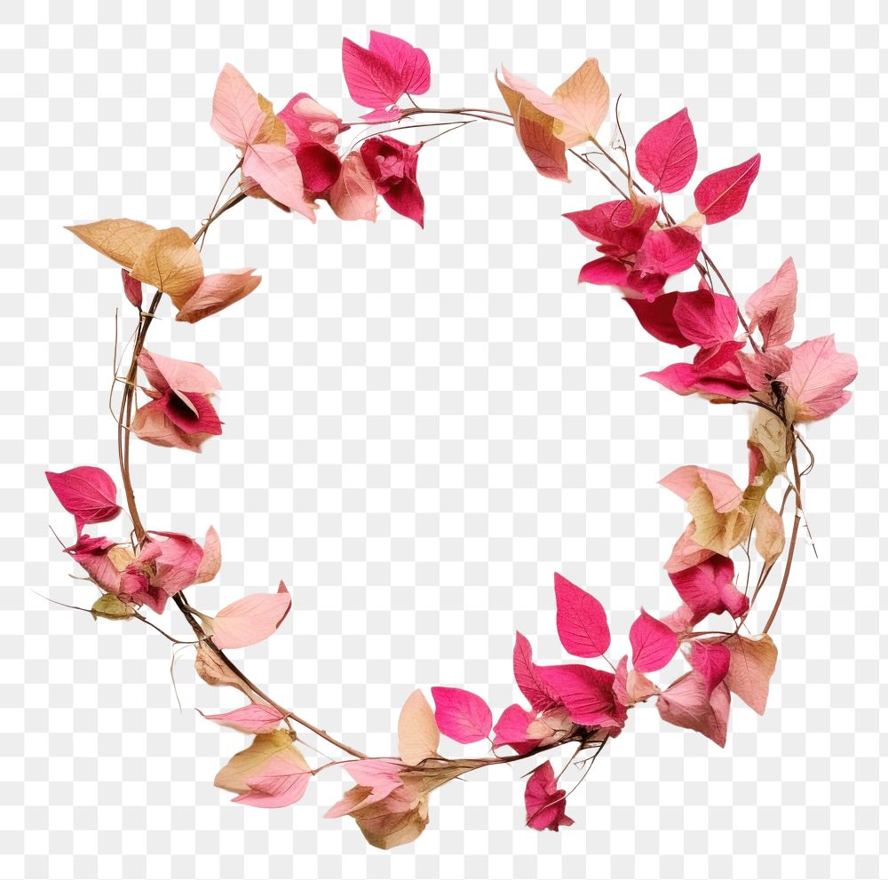 PNG Real pressed bougainvillea flowers and leaf wreath petal plant. AI generated Image by rawpixel.