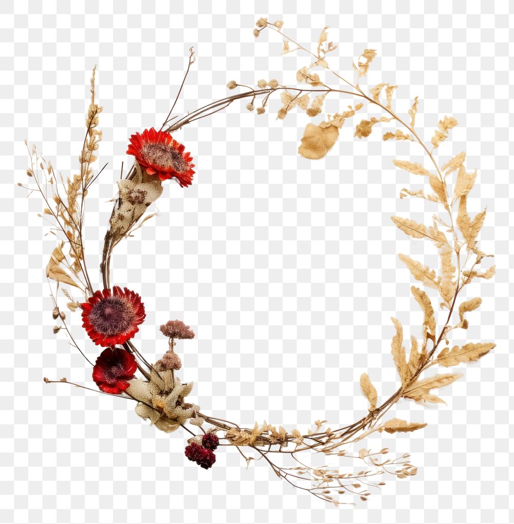 PNG Real pressed christmas flowers jewelry wreath plant. AI generated Image by rawpixel.