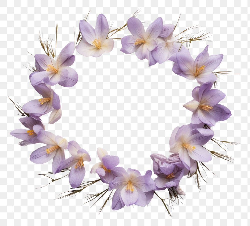 PNG Real pressed crocus flowers wreath petal plant. AI generated Image by rawpixel.