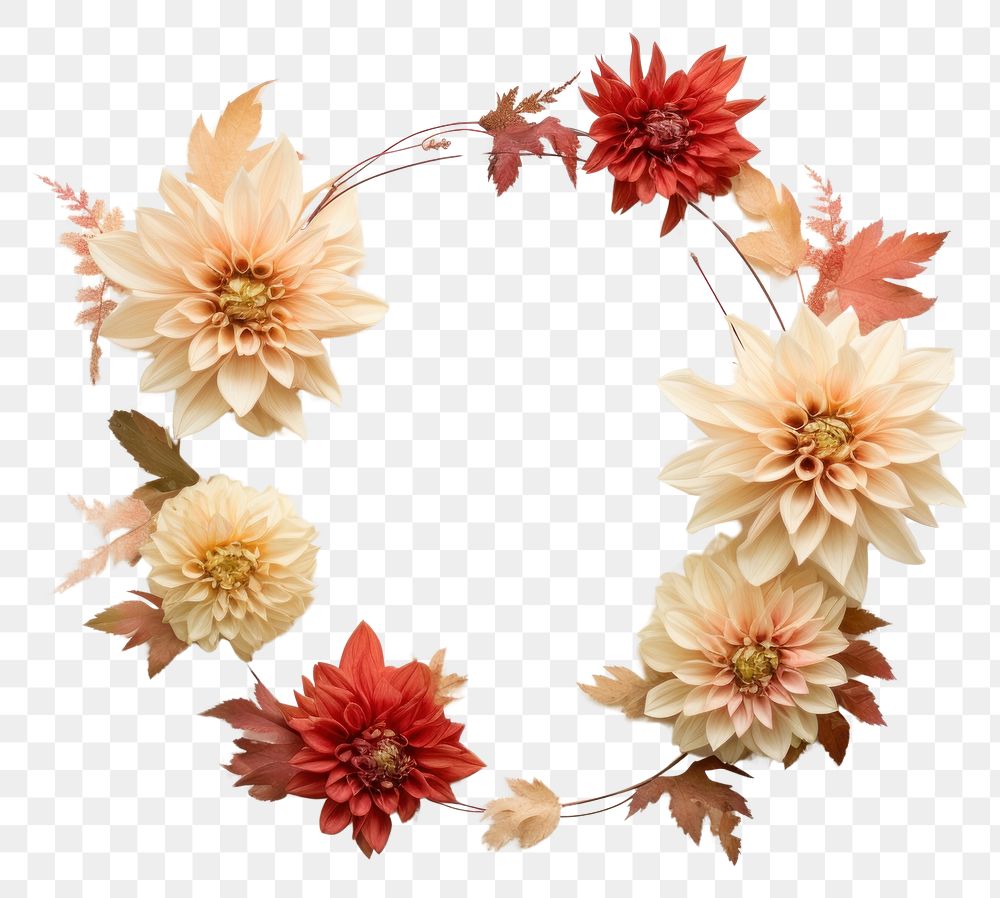 PNG Wreath flower dahlia plant. AI generated Image by rawpixel.