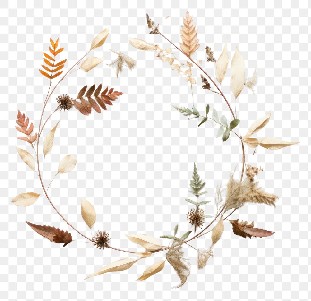 PNG Real pressed foliage wreath plant celebration. AI generated Image by rawpixel.