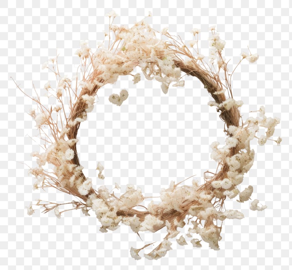 PNG Real pressed gypsophila flowers wreath plant celebration. AI generated Image by rawpixel.