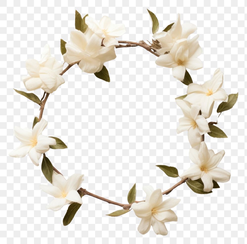 PNG Real pressed gardenia flowers jewelry wreath petal. AI generated Image by rawpixel.
