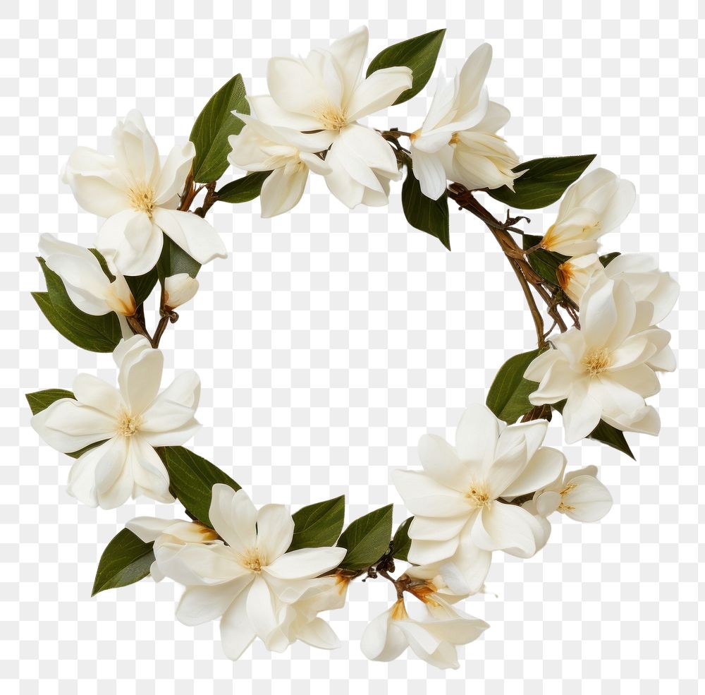 PNG Real pressed gardenia flowers wreath plant inflorescence. AI generated Image by rawpixel.