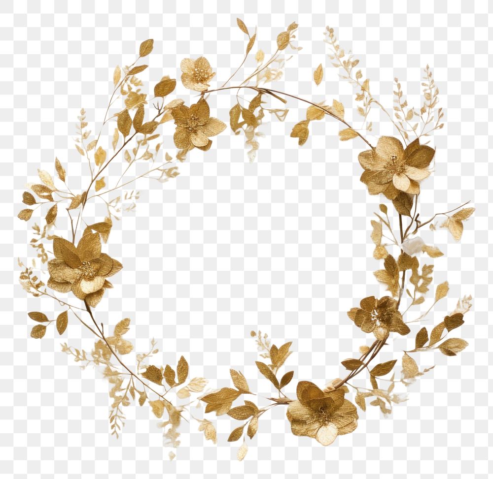 PNG Real pressed gold glitter flowers jewelry wreath celebration