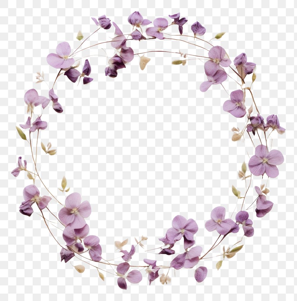 PNG Real pressed lilac flowers jewelry wreath petal. AI generated Image by rawpixel.