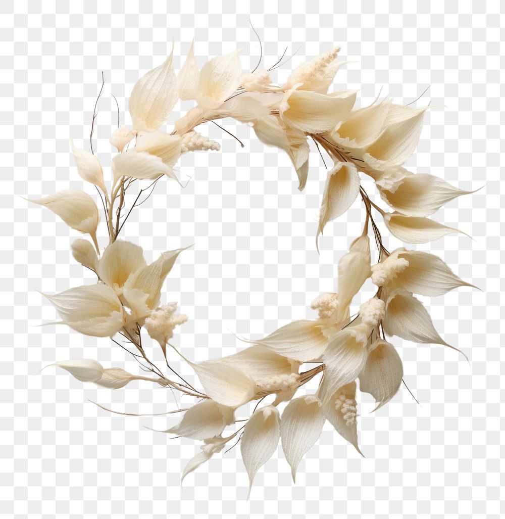 PNG Real pressed peace lily flowers wreath plant photo. AI generated Image by rawpixel.