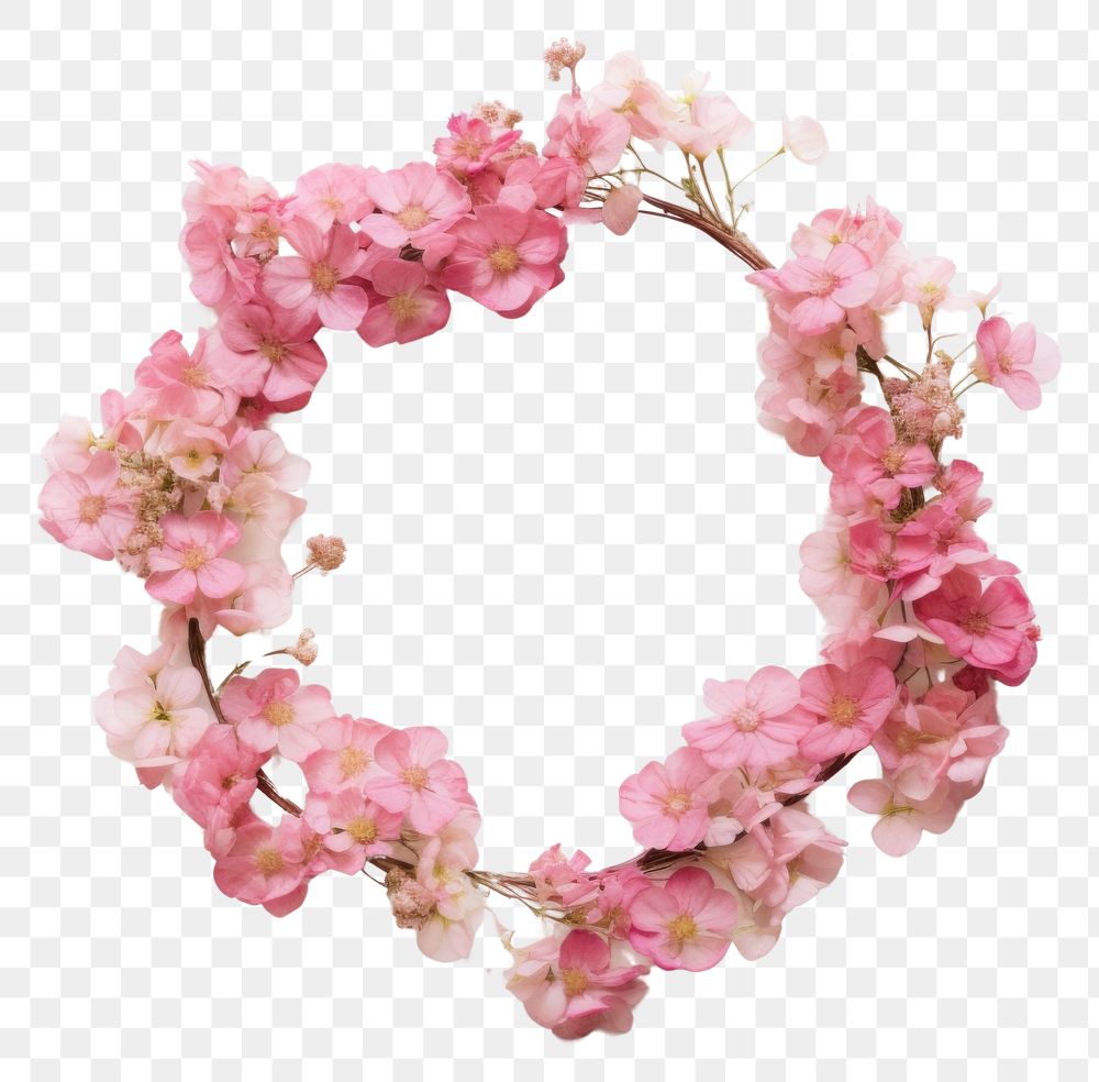 PNG Real Pressed pink Lantana flower blossom jewelry wreath. AI generated Image by rawpixel.