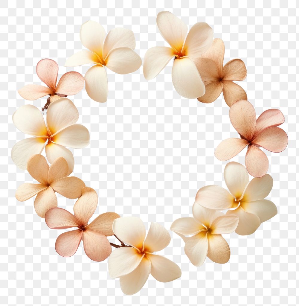 PNG Real pressed plumeria flowers jewelry wreath petal. AI generated Image by rawpixel.