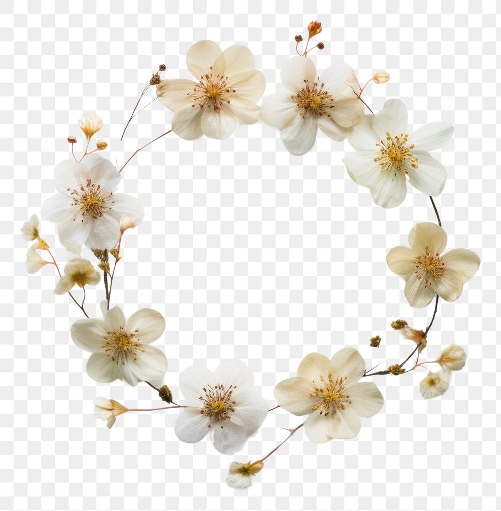 PNG Real pressed small flowers jewelry wreath petal. AI generated Image by rawpixel.