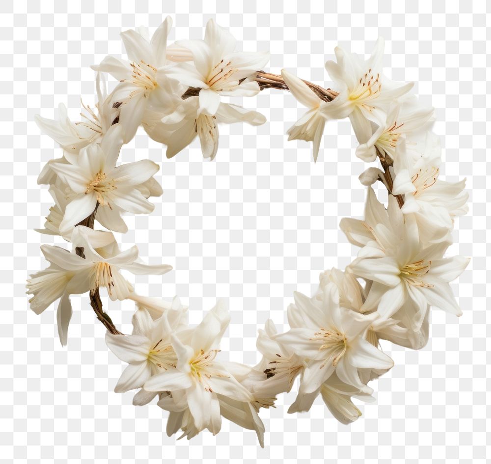 PNG Real pressed tuberose flowers jewelry wreath petal. AI generated Image by rawpixel.