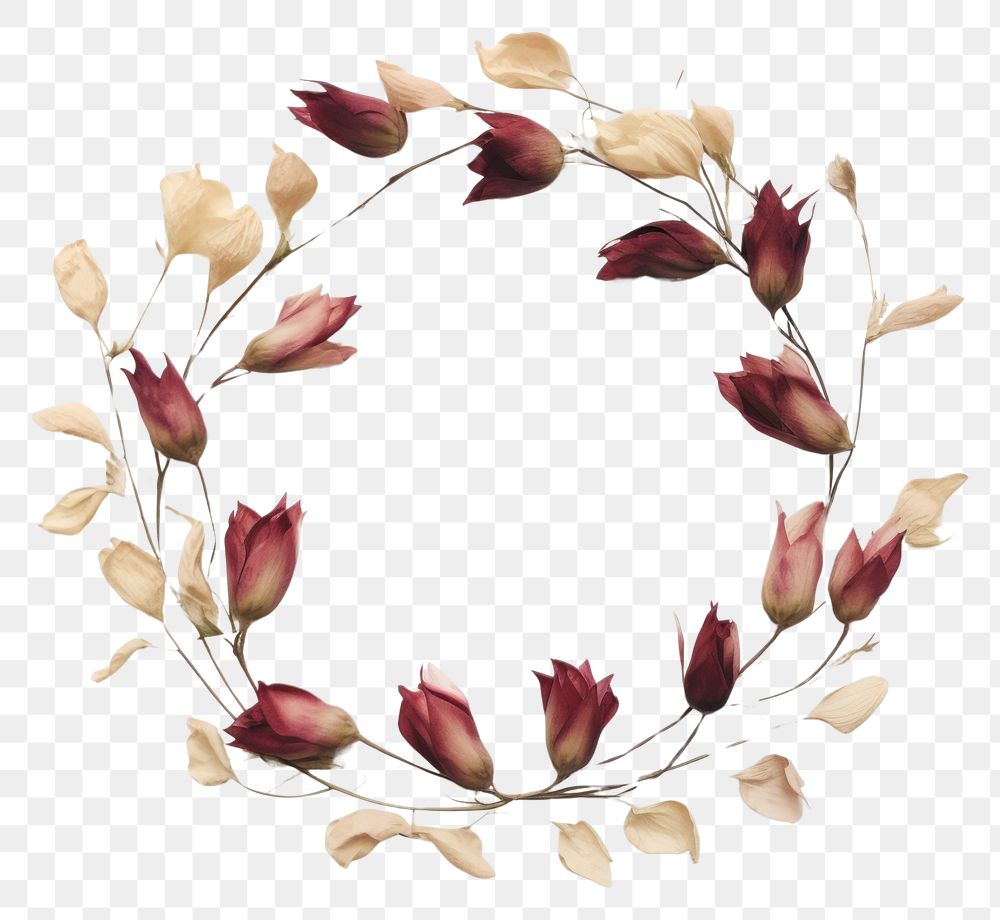 PNG Real pressed tulip flowers wreath petal plant. AI generated Image by rawpixel.