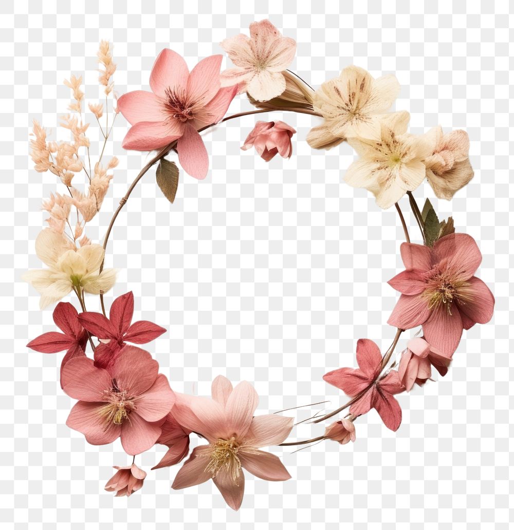 PNG Real pressed tropical flowers wreath plant celebration. AI generated Image by rawpixel.