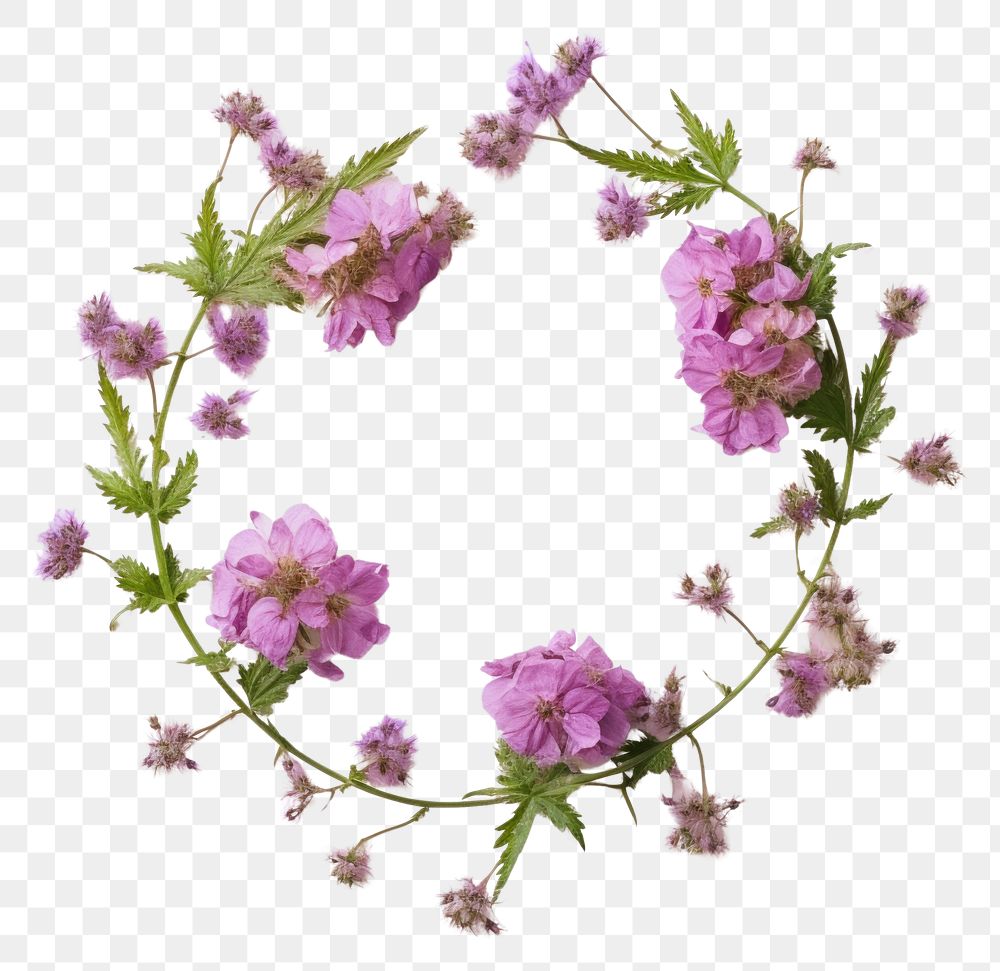 PNG Real pressed verbena flowers blossom purple wreath. AI generated Image by rawpixel.