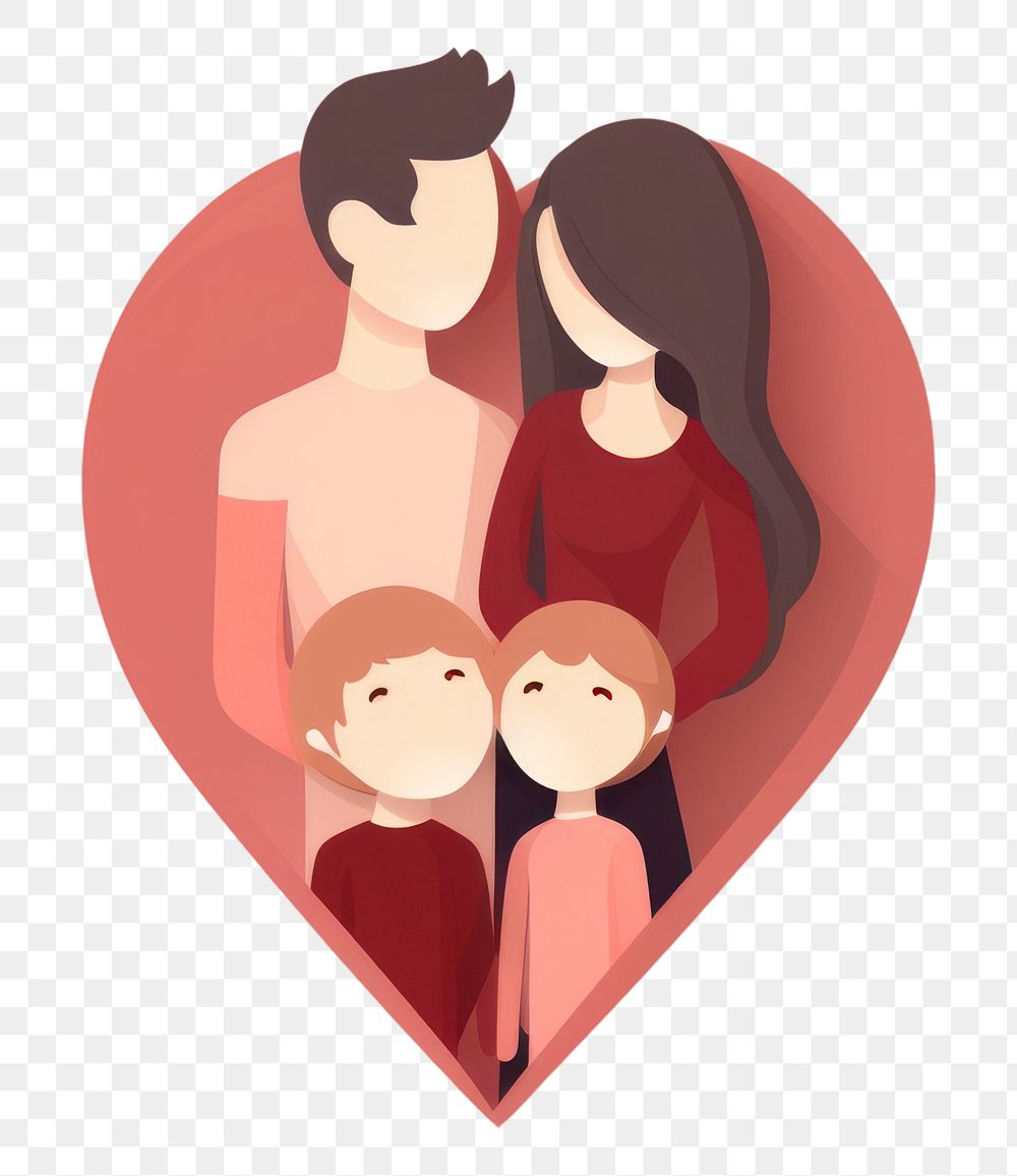 PNG  Cute family hugging heart love togetherness.
